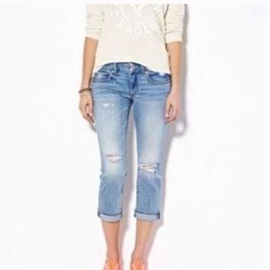 AE Distressed Artist Crop Stretch Jeans - EUC